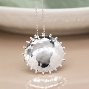 Sterling Silver Hammered Disc Necklace