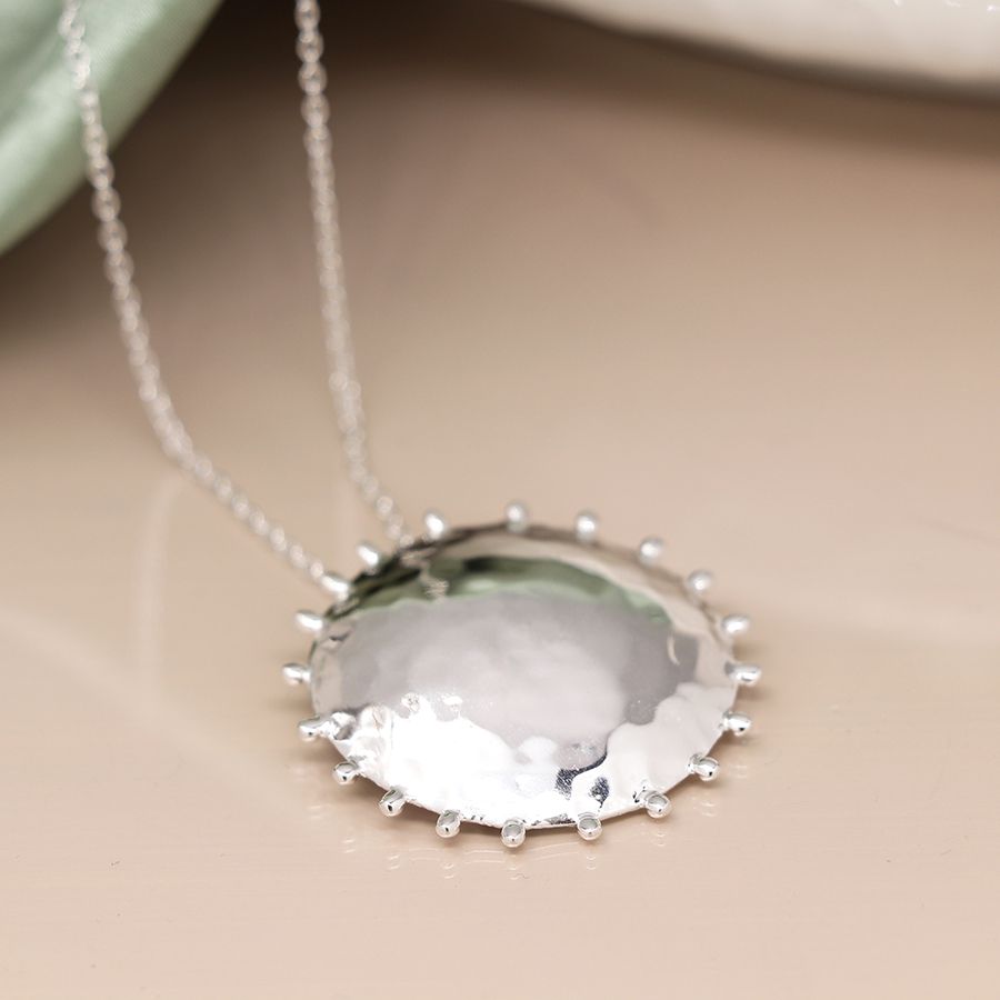 Sterling Silver Hammered Disc Necklace