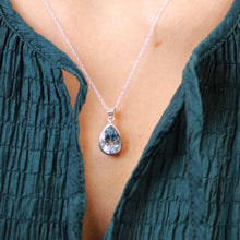 Load image into Gallery viewer, Sterling Silver &amp; Blue Topaz Teardrop Necklace
