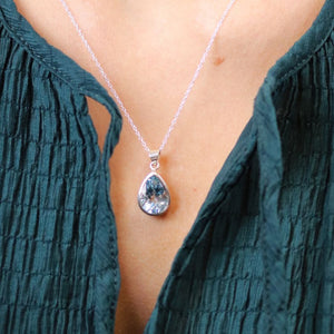 Sterling Silver & Blue Topaz Teardrop Necklace