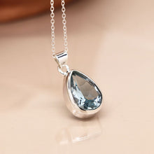 Load image into Gallery viewer, Sterling Silver &amp; Blue Topaz Teardrop Necklace
