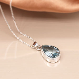 Sterling Silver & Blue Topaz Teardrop Necklace