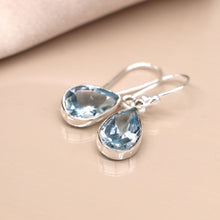 Load image into Gallery viewer, Sterling Silver &amp; Blue Topaz Teardrop Earrings
