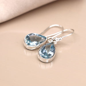 Sterling Silver & Blue Topaz Teardrop Earrings