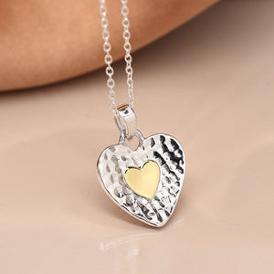 Sterling Silver Hammered Heart Pendant