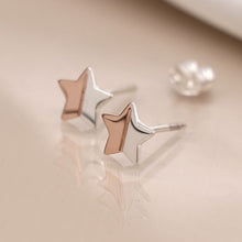 Load image into Gallery viewer, Sterling Silver &amp; Rose Gold Star Stud Earrings
