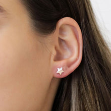 Load image into Gallery viewer, Sterling Silver &amp; Rose Gold Star Stud Earrings
