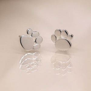 Sterling Silver Paw Print Stud Earrings