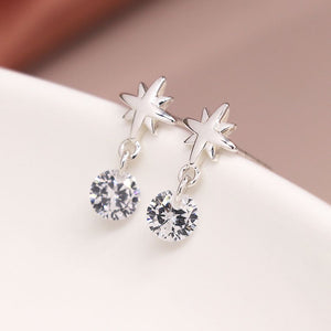 Sterling Silver Star Studs With CZ