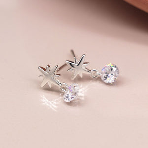 Sterling Silver Star Studs With CZ