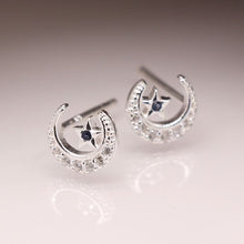 Load image into Gallery viewer, Sterling Silver Moon &amp; Star Studs
