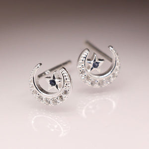 Sterling Silver Moon & Star Studs