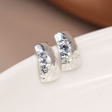 Load image into Gallery viewer, Sterling Silver Hammered Trapezoid Stud Earrings
