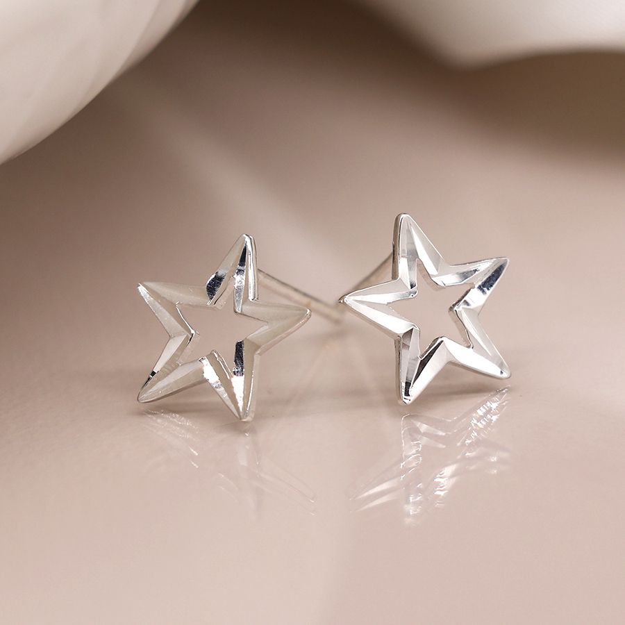 Sterling Silver Cut-Out Star Stud