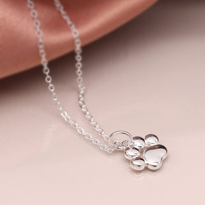 Sterling Silver Paw Print Necklace