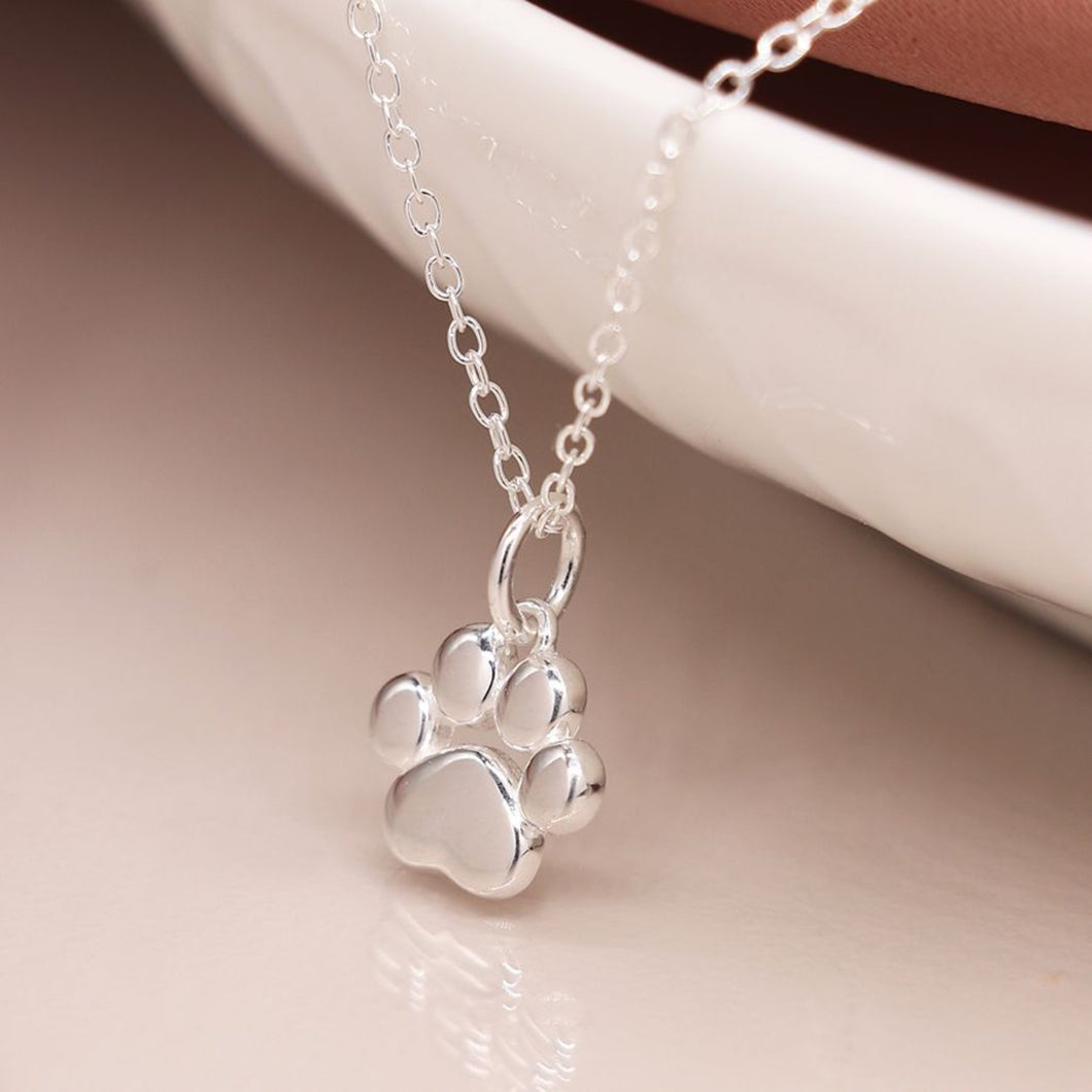 Sterling Silver Paw Print Necklace