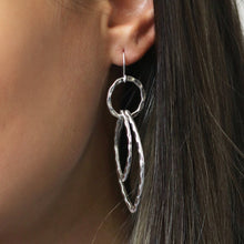 Load image into Gallery viewer, Sterling Silver Hoop/Double Marquis Earrings

