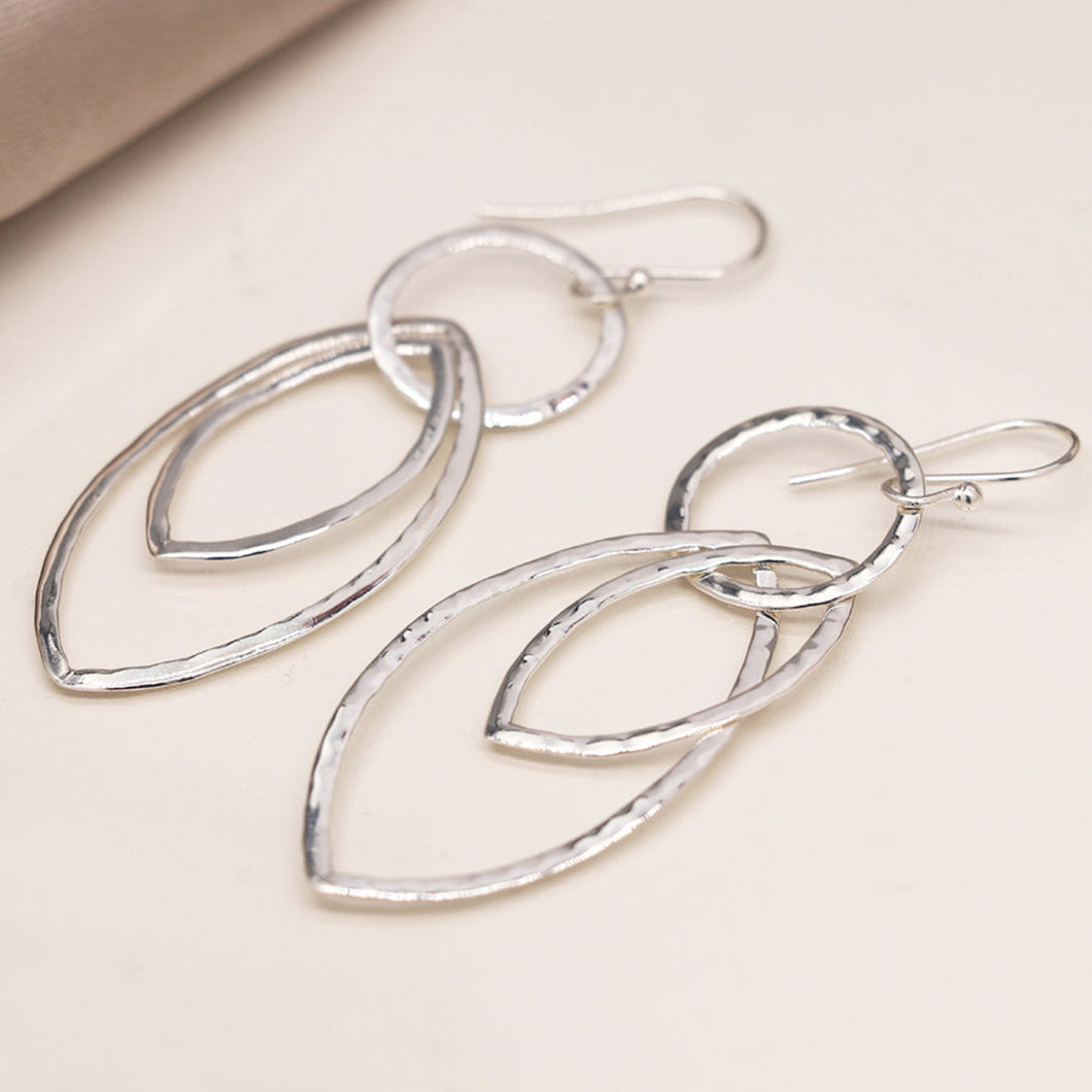 Sterling Silver Hoop/Double Marquis Earrings