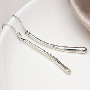 Sterling Silver Tapered Bar Drop Earrings
