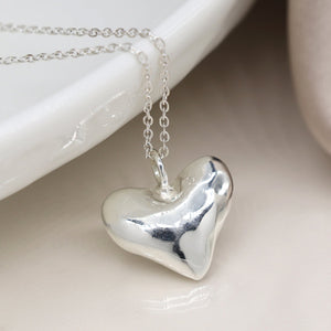 Sterling Silver Hammered Heart Necklace