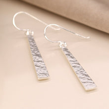Load image into Gallery viewer, Sterling Silver Beaten Bar Earrings
