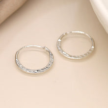 Load image into Gallery viewer, Sterling Silver Little Hammered Hoop Earrings
