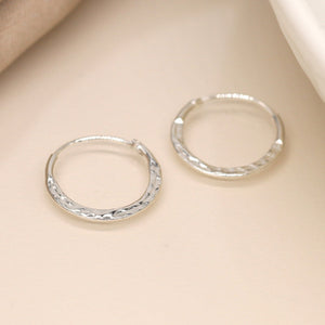 Sterling Silver Little Hammered Hoop Earrings