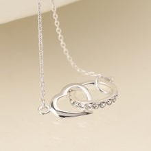 Load image into Gallery viewer, Sterling Silver Linked Heart &amp; Crystal Hoop Necklace
