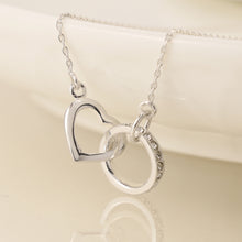 Load image into Gallery viewer, Sterling Silver Linked Heart &amp; Crystal Hoop Necklace
