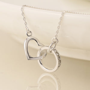 Sterling Silver Linked Heart & Crystal Hoop Necklace