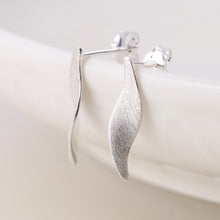 Load image into Gallery viewer, Sterling Silver Brushed Marquis Twist Earrings
