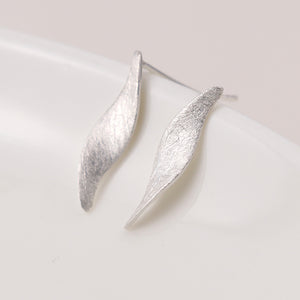 Sterling Silver Brushed Marquis Twist Earrings
