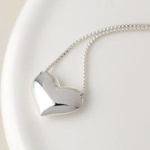 Sterling Silver Heart & Box Chain Necklace