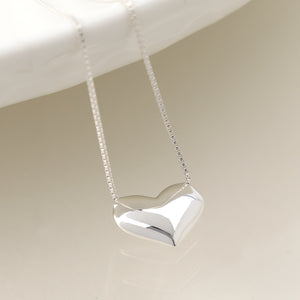 Sterling Silver Heart & Box Chain Necklace