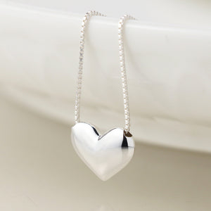 Sterling Silver Heart & Box Chain Necklace