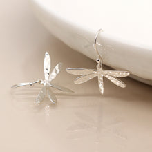 Load image into Gallery viewer, Sterling Silver Hammered Dragonfly Earrings
