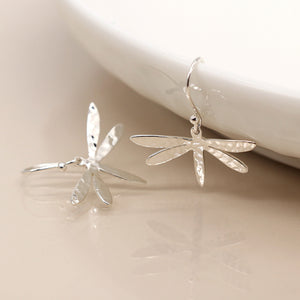 Sterling Silver Hammered Dragonfly Earrings