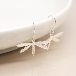 Sterling Silver Hammered Dragonfly Earrings