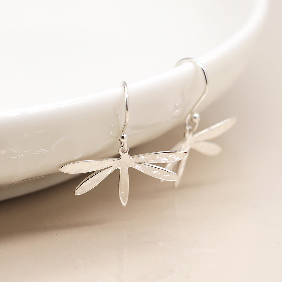 Sterling Silver Hammered Dragonfly Earrings