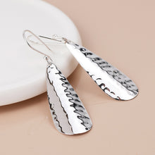 Load image into Gallery viewer, Sterling Silver Hammered Long Teardrop Earrings
