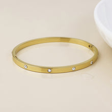 Load image into Gallery viewer, Hinged Gold Plated Stainless Steel Bangle
