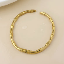 Load image into Gallery viewer, Bamboo Style Gold Plated Stainless Steel Bangle
