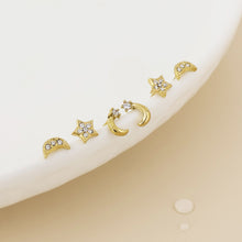 Load image into Gallery viewer, Gold Star/Moon Set Waterproof Earrings

