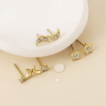 Load image into Gallery viewer, Gold Star/Moon Set Waterproof Earrings
