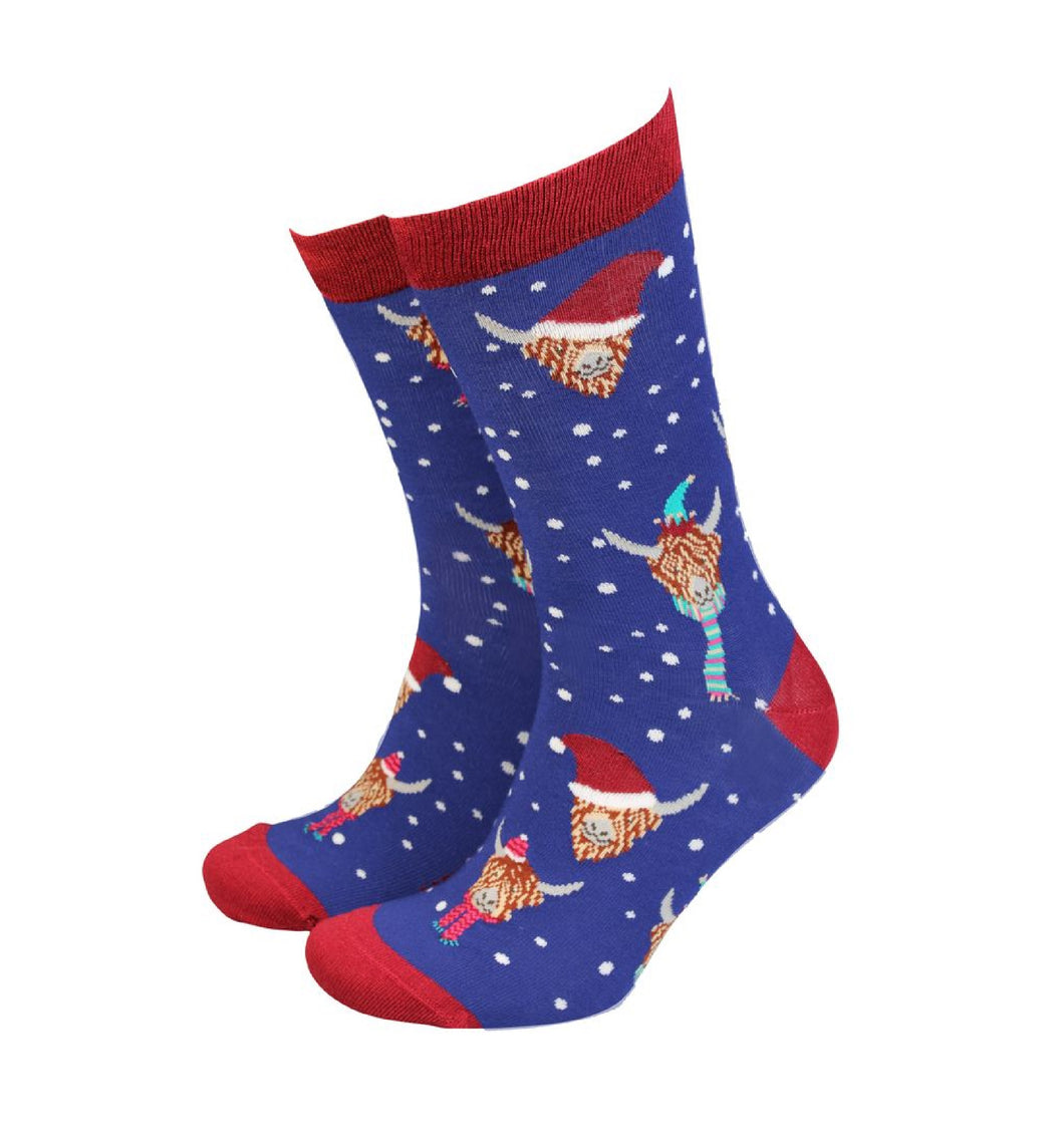 Christmas Highland Cow Men's Socks