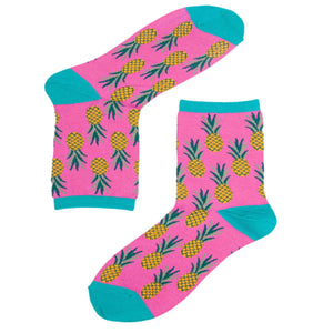 Womens Bamboo Socks Pineapple Socks Pink