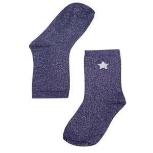 Womens Glitter Socks Embroidered Star Ankle Socks Sparkle