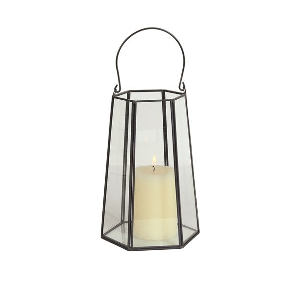 Black Hexagon Lantern 23cm