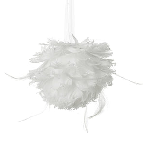 White Feather Flower Ball Hanger 10cm