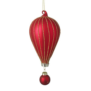 Red Hot Air Balloon Glass Bauble